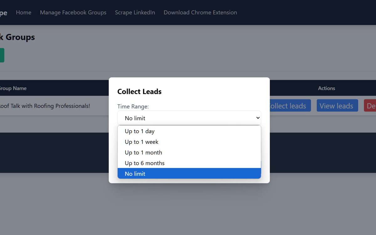 Facebook group lead-extraction tool